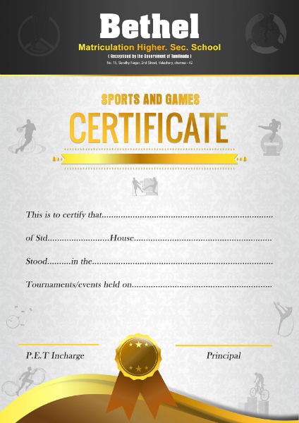 sports and games certificate