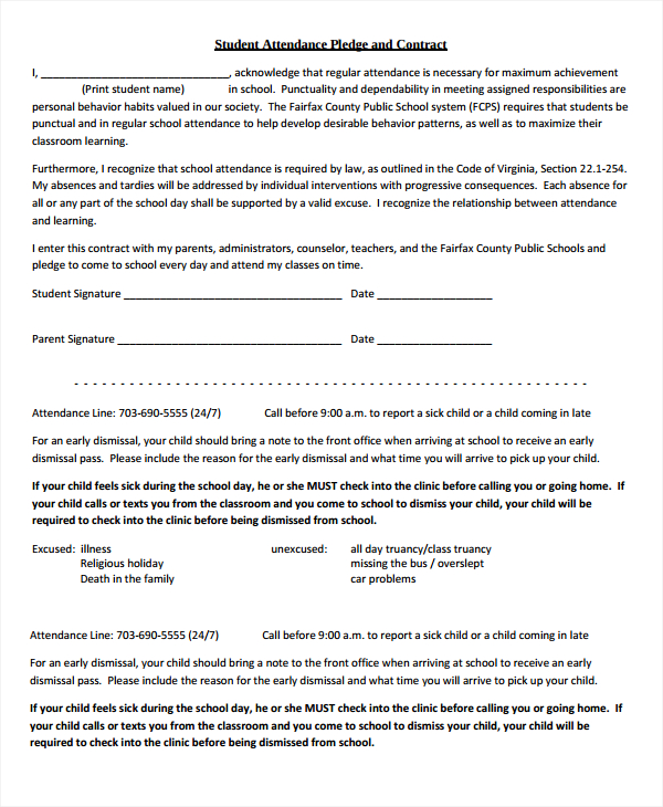 8+ Student Attendance Contract Templates - PDF