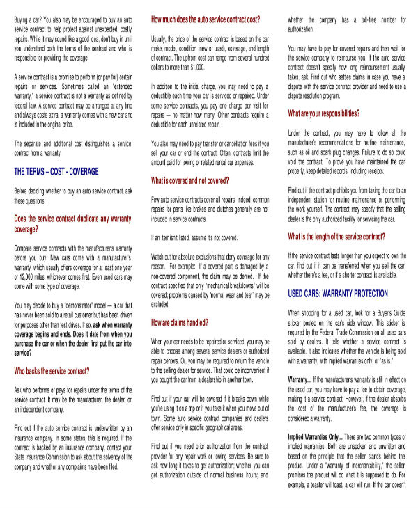 4+ Auto Service Contract Templates PDF