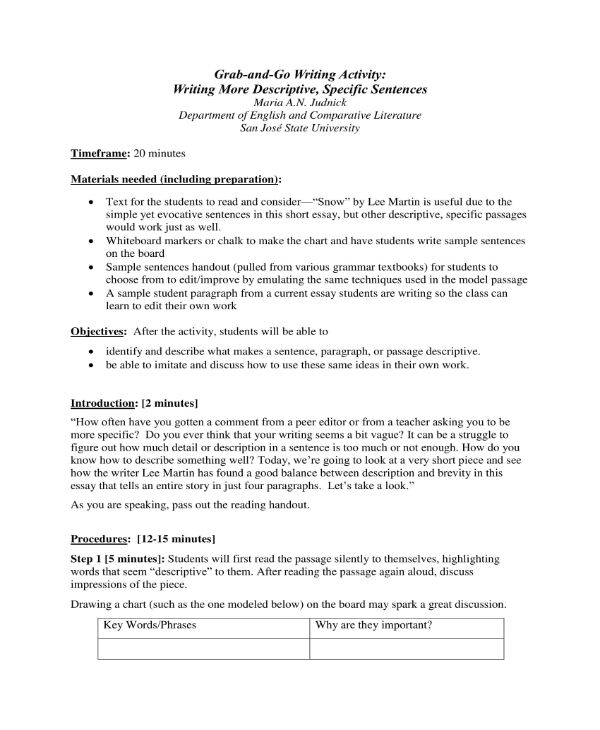 descriptive writing pdf