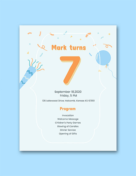 th birthday program template