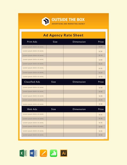 ad agency rate sheet template