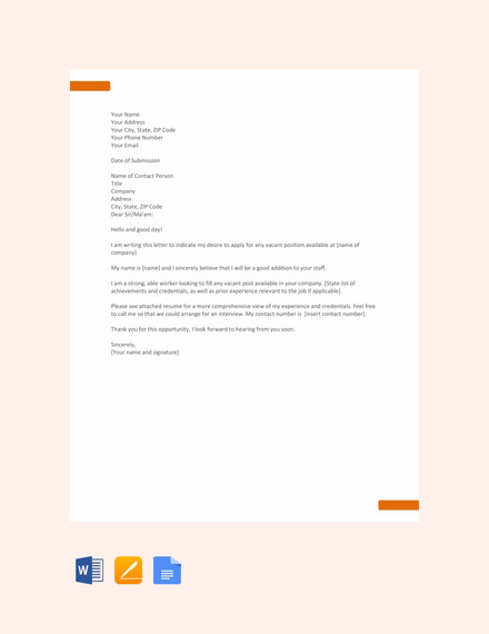 41+ Application Letter Templates Format - DOC, PDF