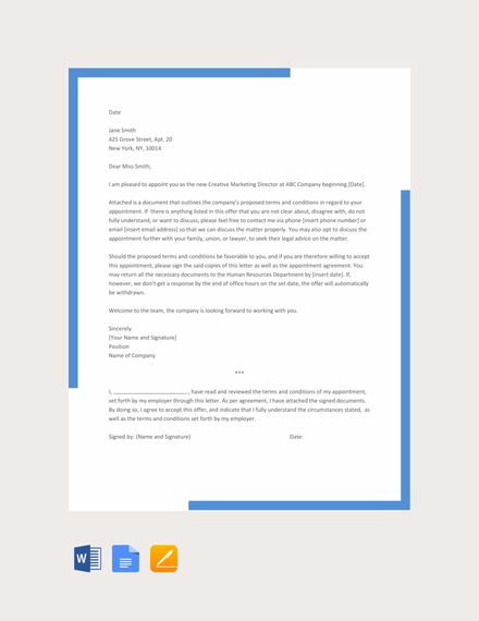 36 Appointment Letters Word Pdf Documents Download 