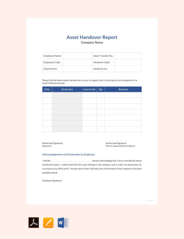 Asset Handover Report Template In Microsoft Word Template Net Riset