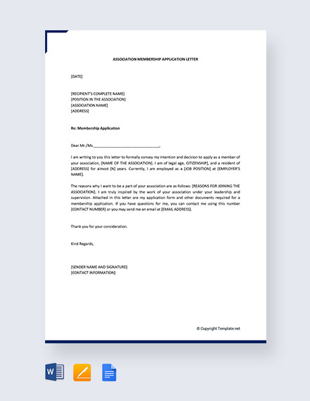 membership application letter of intent to join an organization sample