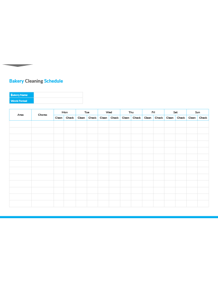 Bakery Cleaning Schedule