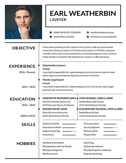 basic lawyer resume template