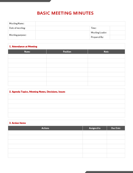 basic meeting minutes template