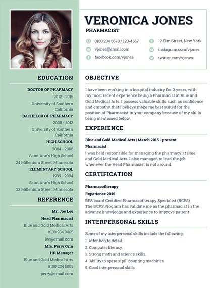 basic-pharmacist-resume-template