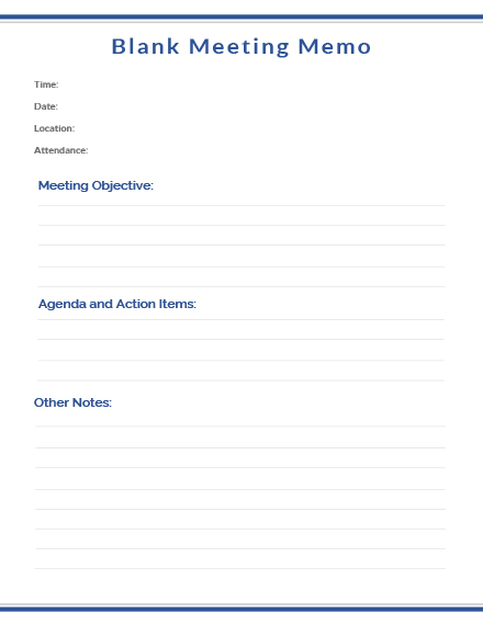 Blank Meeting Memo Template
