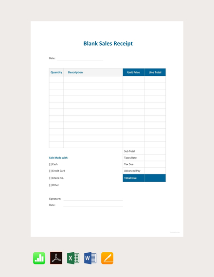 blank sale receipt template