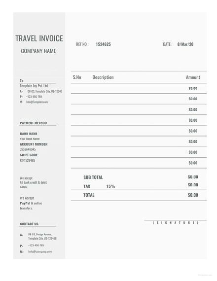 Blank travel invoice 1 440x622