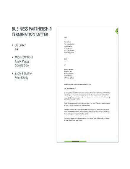 Business Partnership Termination Letter