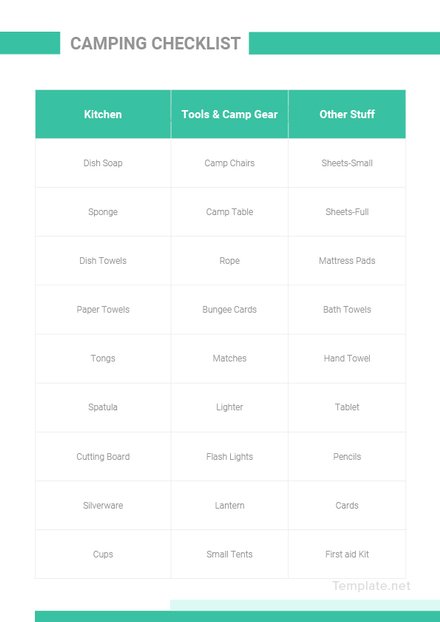 Camping Checklist Template