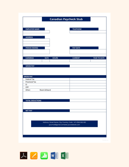 canadian check pay stub template