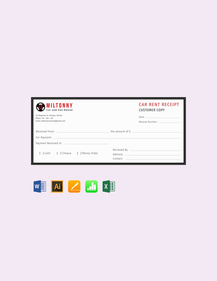 car rent receipt template