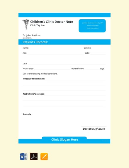 childrens clinic doctors note template1