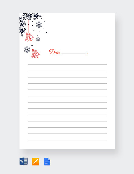 christmas bells writing paper lined template