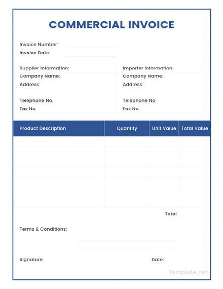 Commercial Invoice Template