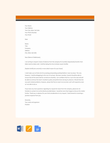 company leave letter template