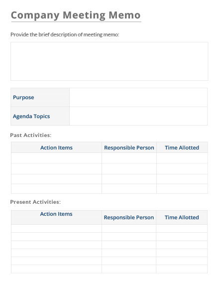 Company Meeting Memo Template
