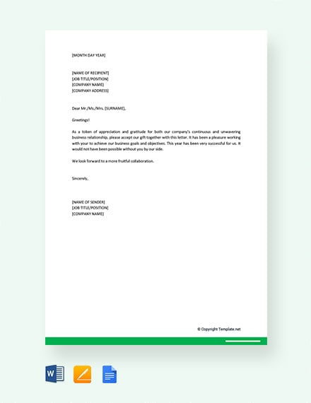 corporate gift letter