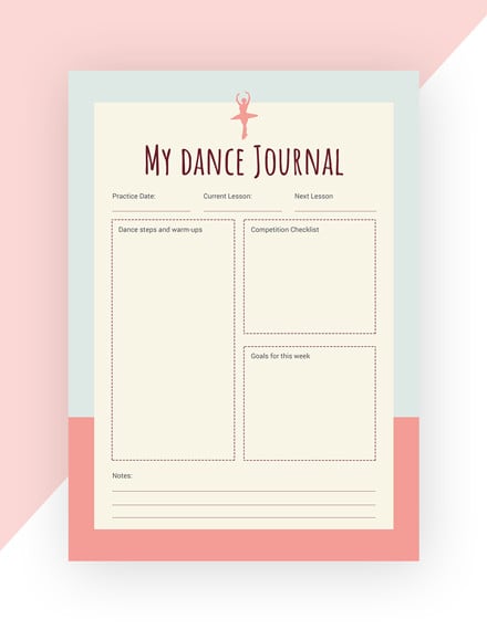 dance journal template