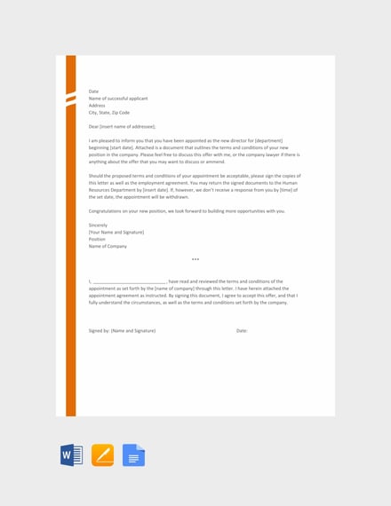 director appointment letter template