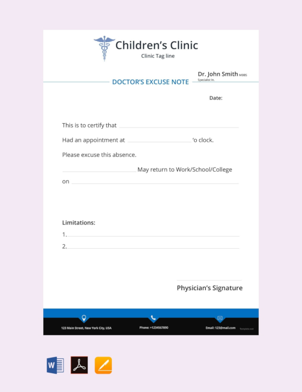 12+ Doctor Excuse Templates in PDF | MS Word | Pages | Google Docs