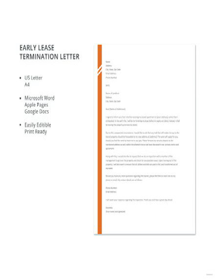 Early Lease Termination Letter