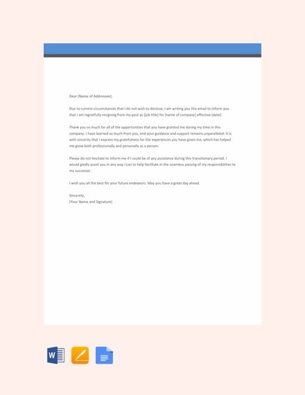 email resignation letter template