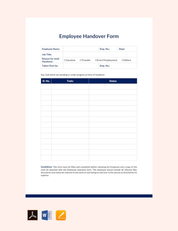 employee handover report template