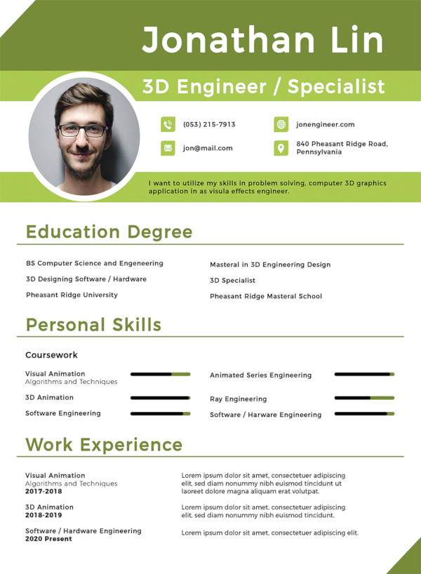 engineering student fresher resume template