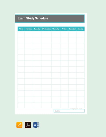 exam study schedule template
