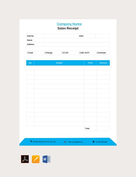 example blank sales receipts template