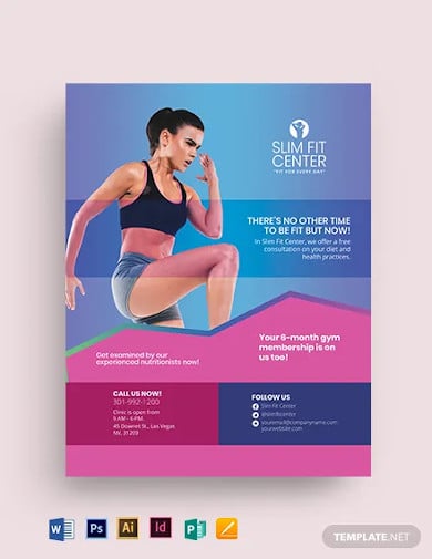 fitness health center flyer template