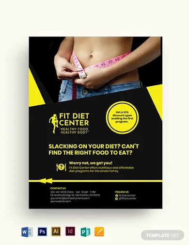 fitness healthy diet program flyer template