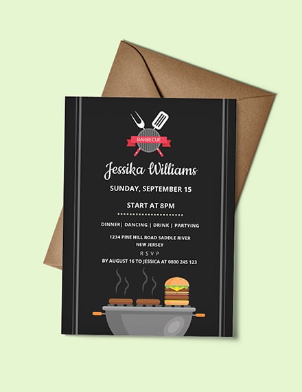 flat barbecue party invitation sample