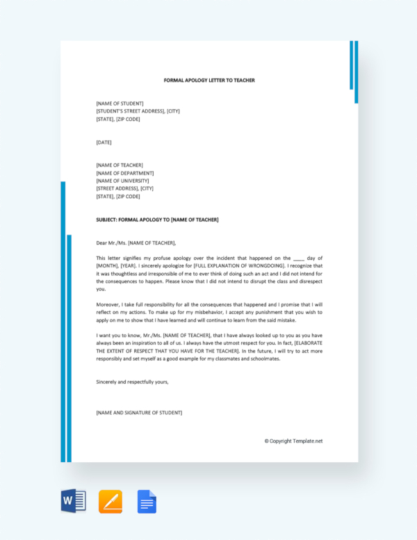 29+ Apology Letter Templates - PDF | Google Docs | MS Word | Pages