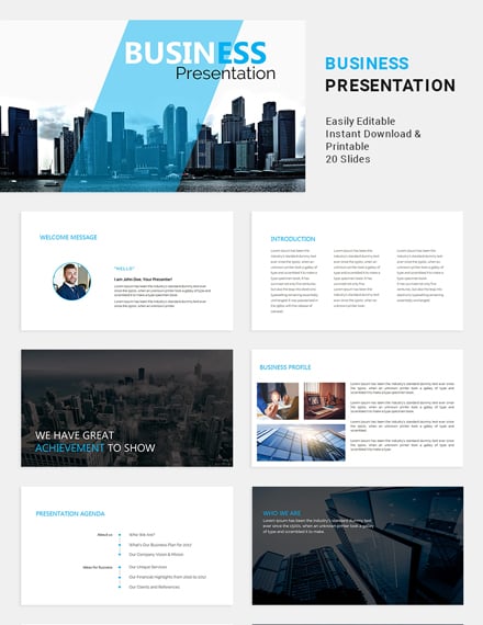 formal business presentation example