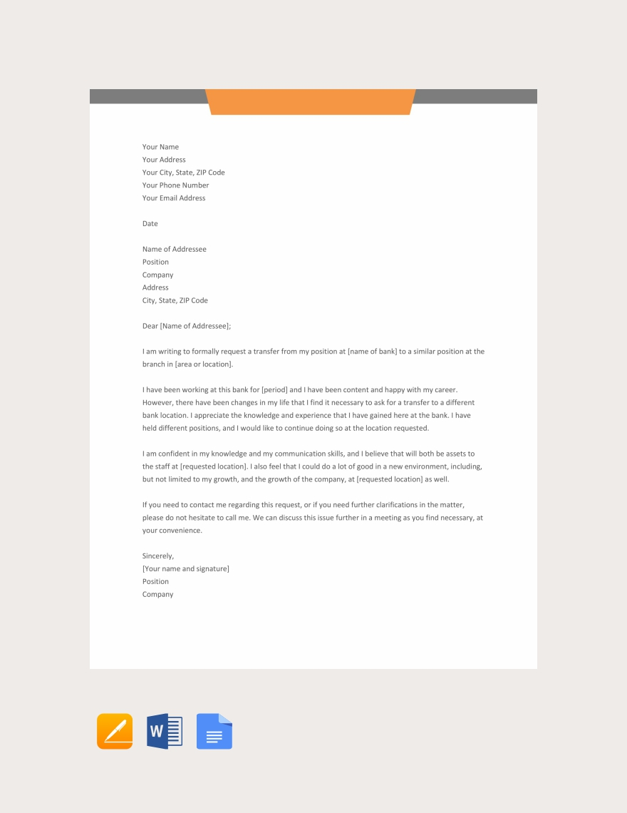 44+ FREE Transfer Letter Templates - PDF, Google DOC, Excel, Apple Pages