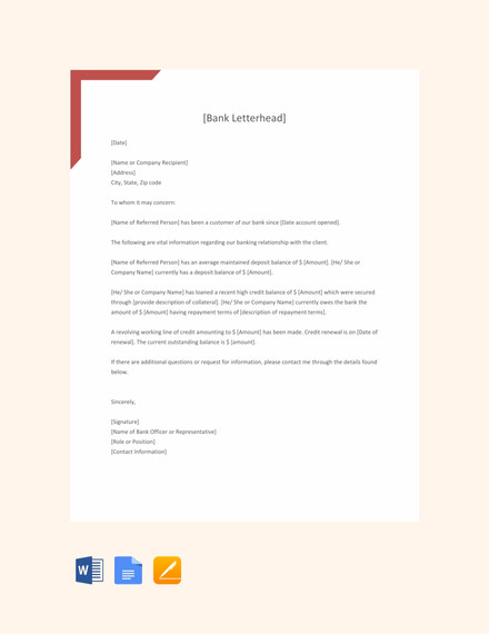 10+ Sample Bank Reference Letter Templates - PDF, DOC | Free & Premium Templates