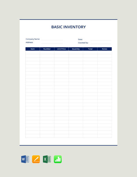 free basic inventory template