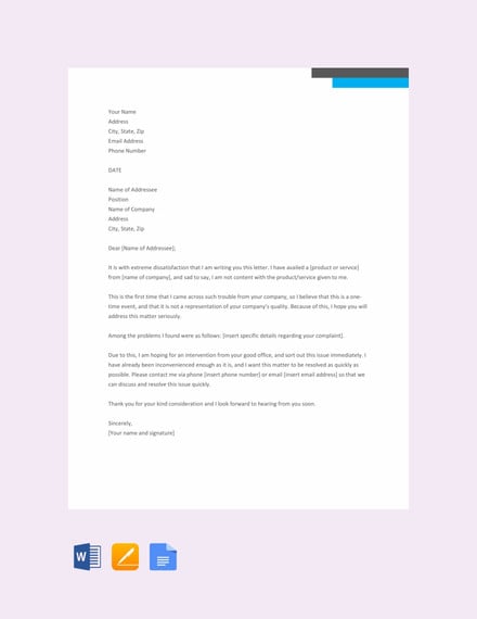 free-business-complaint-letter-template