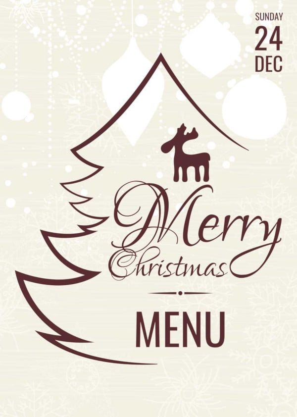 free christmas menu template download for word