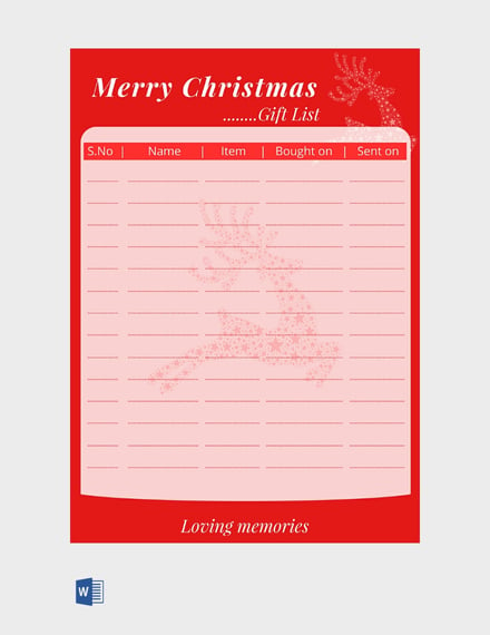free christmas present list