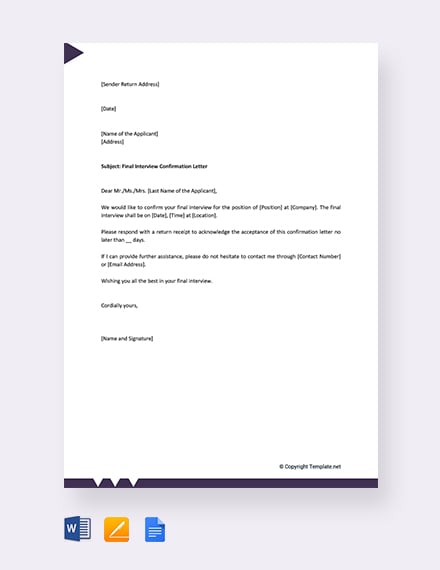 Confirmation Letter Template Word