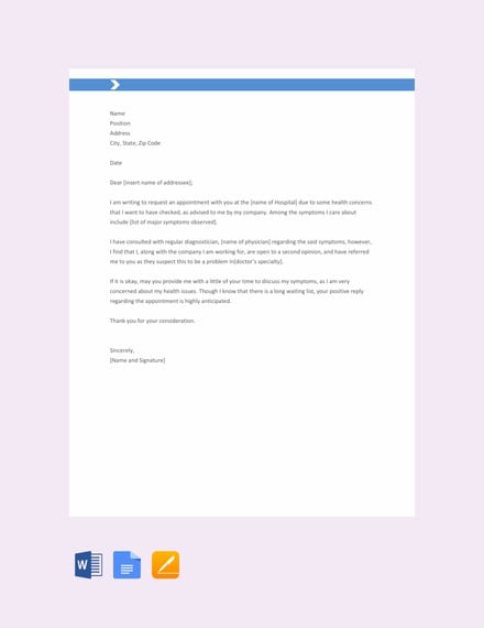 free doctor appointment letter template