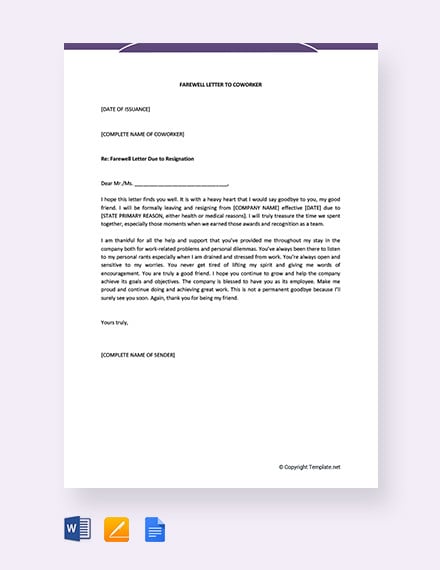10+ Goodbye Letters To Coworkers - Word, PDF